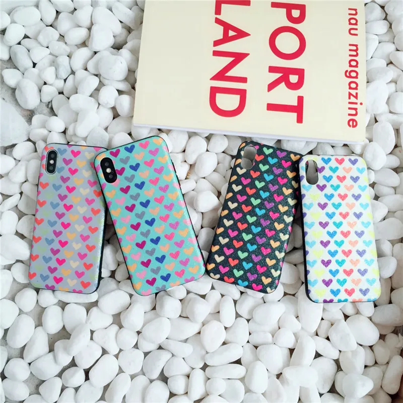 

Fashion iridescence loving heart Phone case For iPhone XR XS Max 6 6S 7 8 Plus colorful love Ultrathin Soft TPU Case