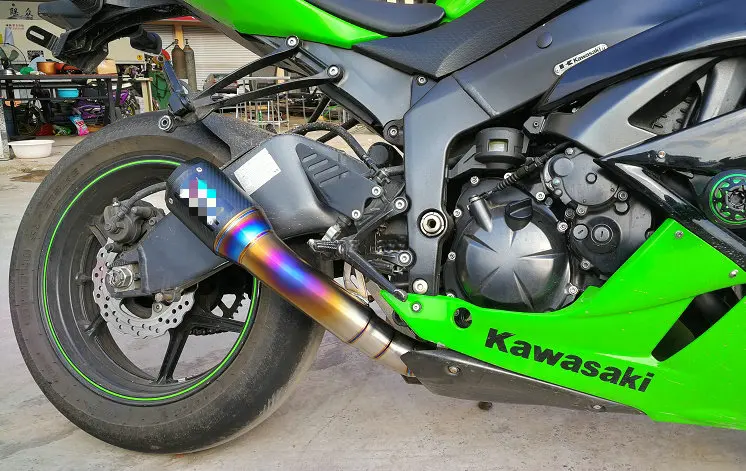 Титан выхлопной трубы для KAWASAKI ZX6R из углеродного волокна глушитель, без шнуровки для побега ZX6R на 2010 год к