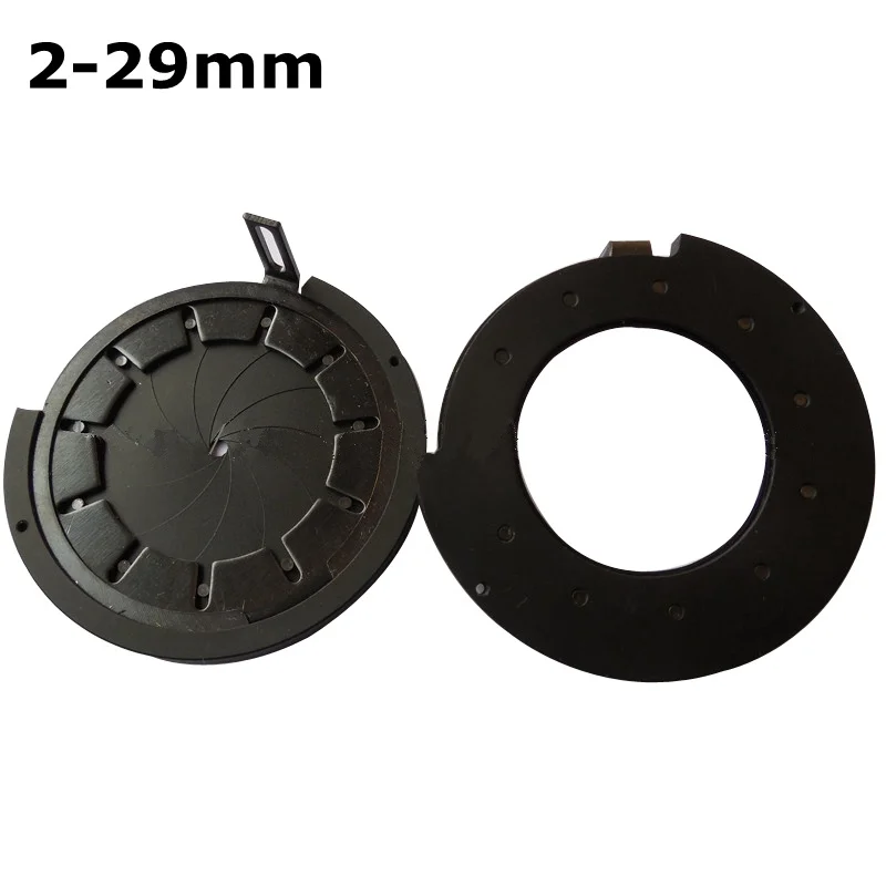 

Diameter 2-29 mm Amplifying Zoom Optical Iris Diaphragm Aperture Condenser 11 Blades Digital Camera Monitor Microscope Adapter