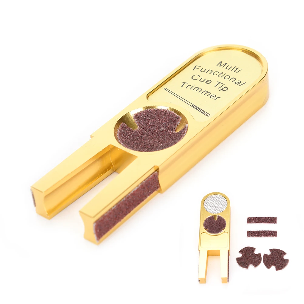 Golden U-shape Snooker cue tip repairer tool Muti-functional Billiards Pool Cue Tip Trimmers