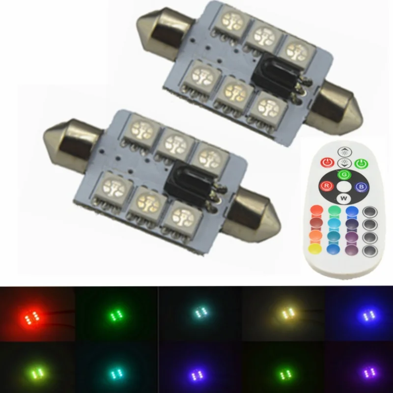2 шт. RGB светодиодный 31/36/39/ 41 мм 5050 SMD 6 лампы DC12V Автомобильные фары лампа гирлянда