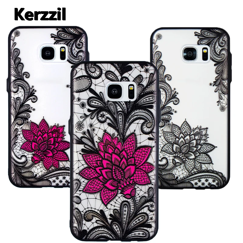 Силиконовый чехол Kerzzil с кружевным цветком для Samsung Galaxy A8 A6 J2 J4 J6 J8 Pro 2018 S6 S7 S8 S9 A3 A5 A7