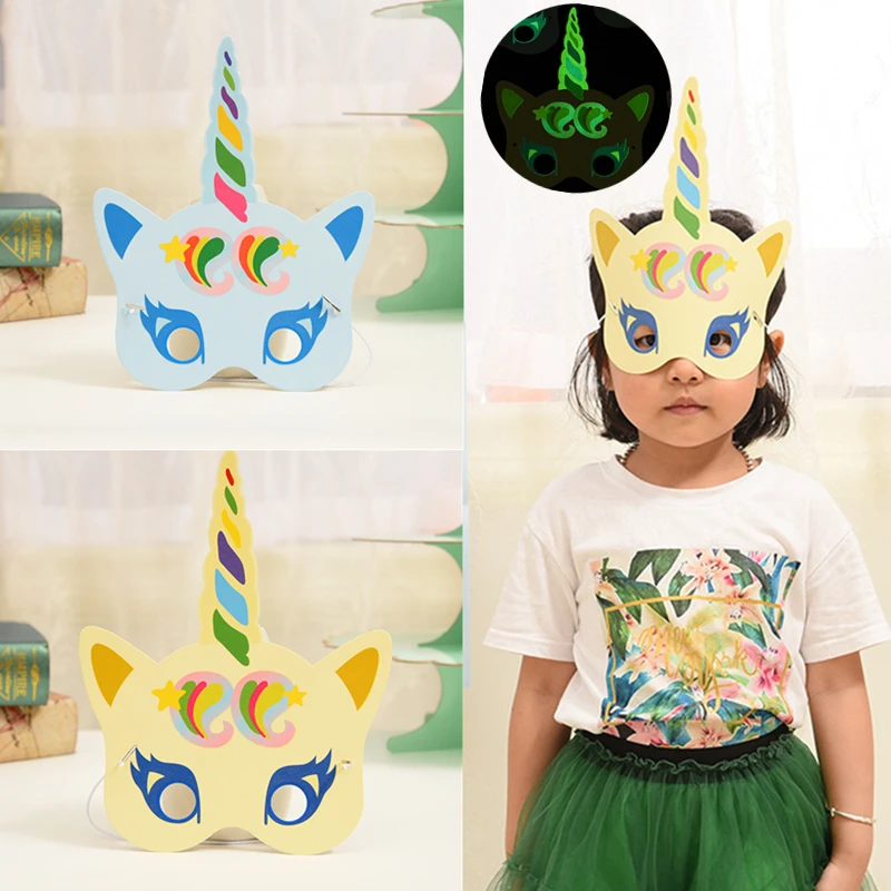 

Halloween Party Luminous Glow Mask Decoration Unicorn Mask Unicorn Hat Children Birthday Party Unicorn Party Wedding Decor,Q