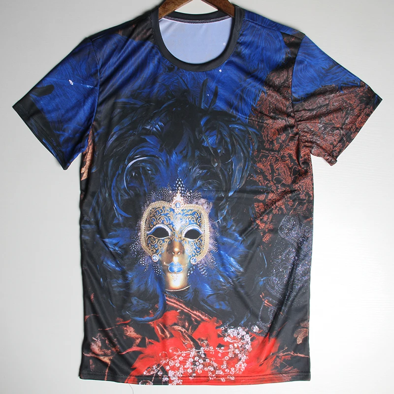 Harajuku Masks T Shirts Men Half Metal Mask Printing Swag T shirt Men