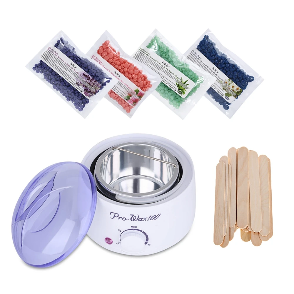 

Hair Removal Wax Warmer Machine Set paraffin Heater 4 Bag of Hard Wax Beans&20 Sticks Popular Mini SPA for Summer EU UK Plug