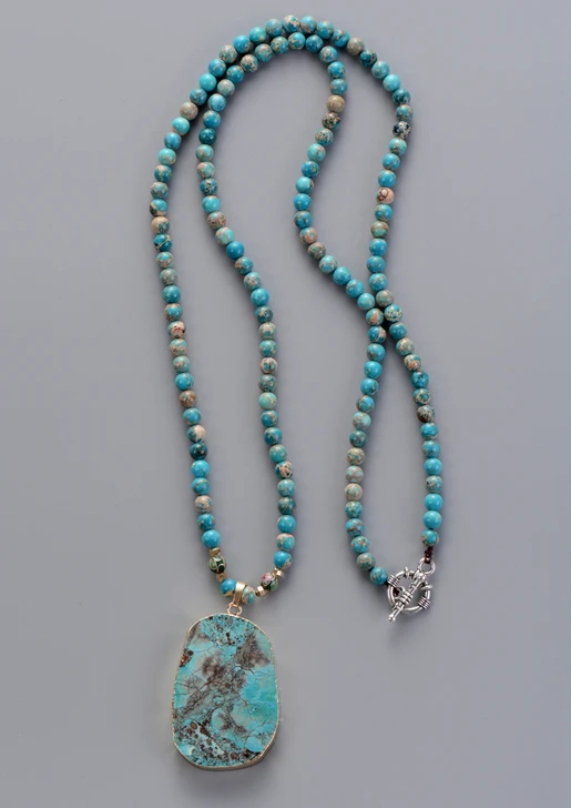 

Boho 6MM Natural Stone Pendant Necklace Handmade Bohemia Beads Necklace for Women Yoga Necklace Jewelry Gift Dropship