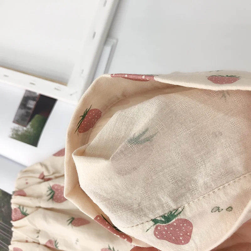 Комплект пижамный женский с принтом клубники рубашка и шорты 2019|Сочетающаяся