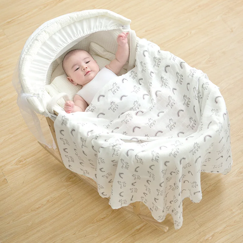 Baby Muslin Swaddle Supper Soft Diaper Blanket for Newborn White Black Kids Stroller Bedding