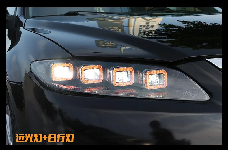 Автомобильный Стайлинг для Mazda 6 полный светодиодный фары 2003- Mazda6 светодиодные фары дневного света Высокая ближнего света фар с динамический сигнал поворота