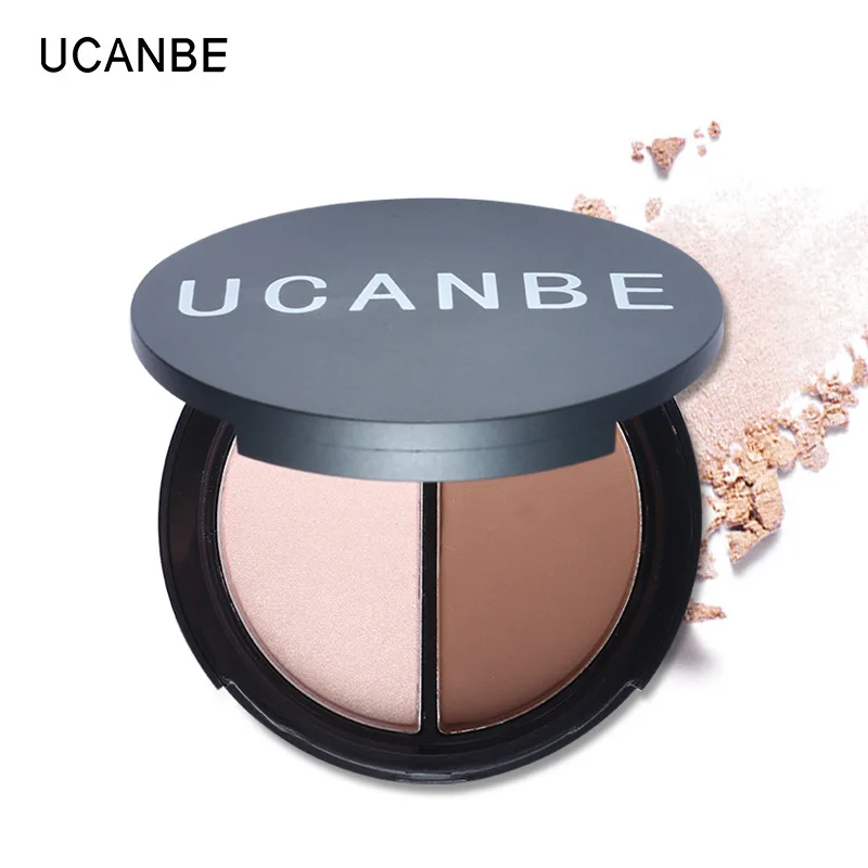 Cheap Price of  Ucanbe 2 colors bronzer highlighter palette makeup shimmer powder to cheek V face beauty cosmetic t