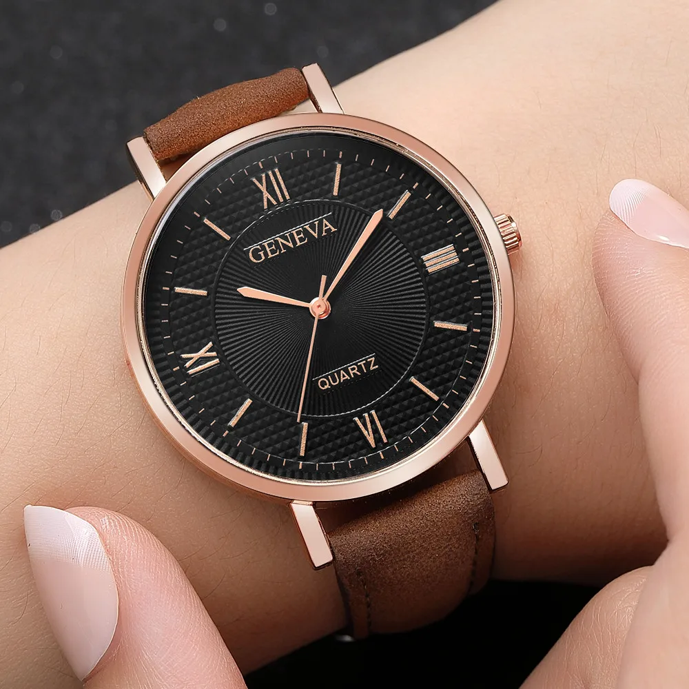 

Geneva Leather Strap Women Watches Bracelet Ladies Clock Hour Quartz Watch Brand Luxury High Quality Casual reloj Dropshipping