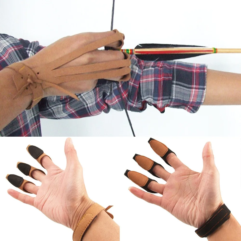 

Shooting Archery Barcer Arrow Finger Protective Arm Ajustable 3-Finger Cover Cushion Pad