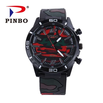 

PINBO Men Watch Top Brand Luxury military sport Wristwatch Silicone Male Clock Quartz Watch Wrist Quartz-watch Relogio Masculino