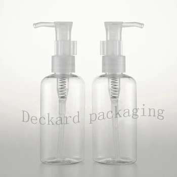 

100mlempty transparent pump Ellipse bottle with pump cap for cosmetic packaging ,massage /cleansing oil pump PET plastic bottles