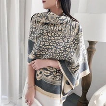 Зимний кашемировый шарф с леопардовым принтом для женщин, новинка, плотные теплые шали и обертывания, летние офисные женские кондиционеры, Ppashmina