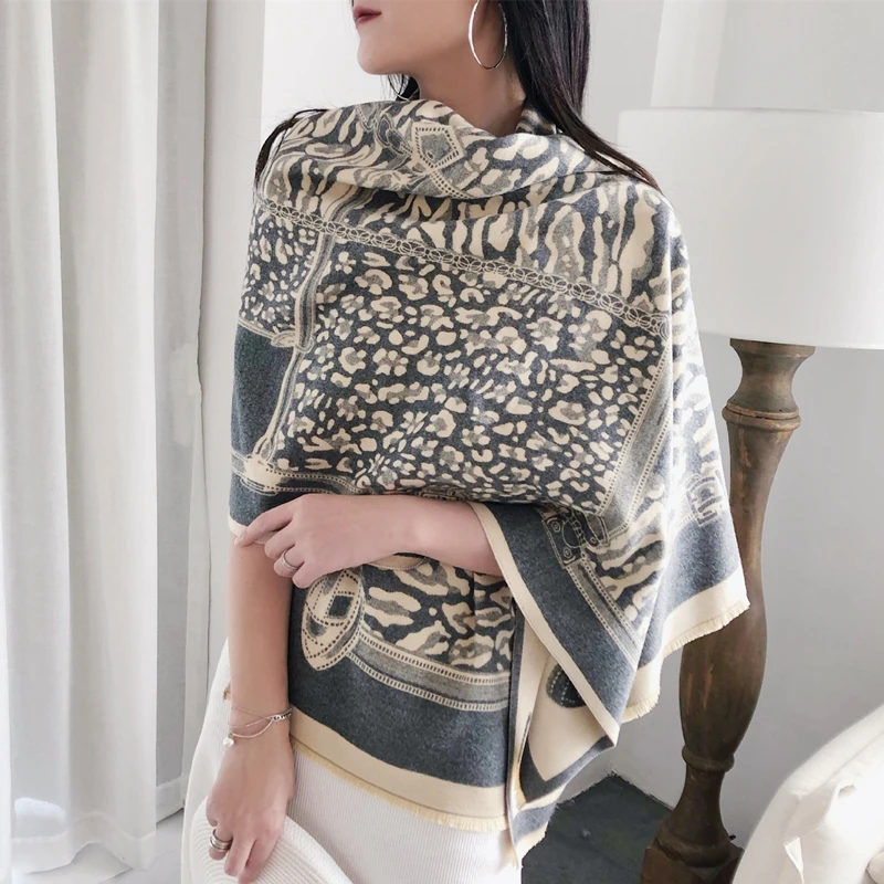

Leopard Print Winter Cashmere Scarf Women 2019 New Thick Warm Shawls and Wraps Summer Office Lady Air Conditioner Ppashmina