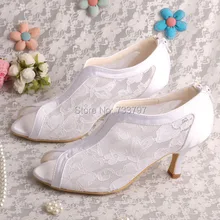Wedopus MW323 Элегантный Белый Кружева Peep Toe Свадебные Туфли Свадебный Груза падения