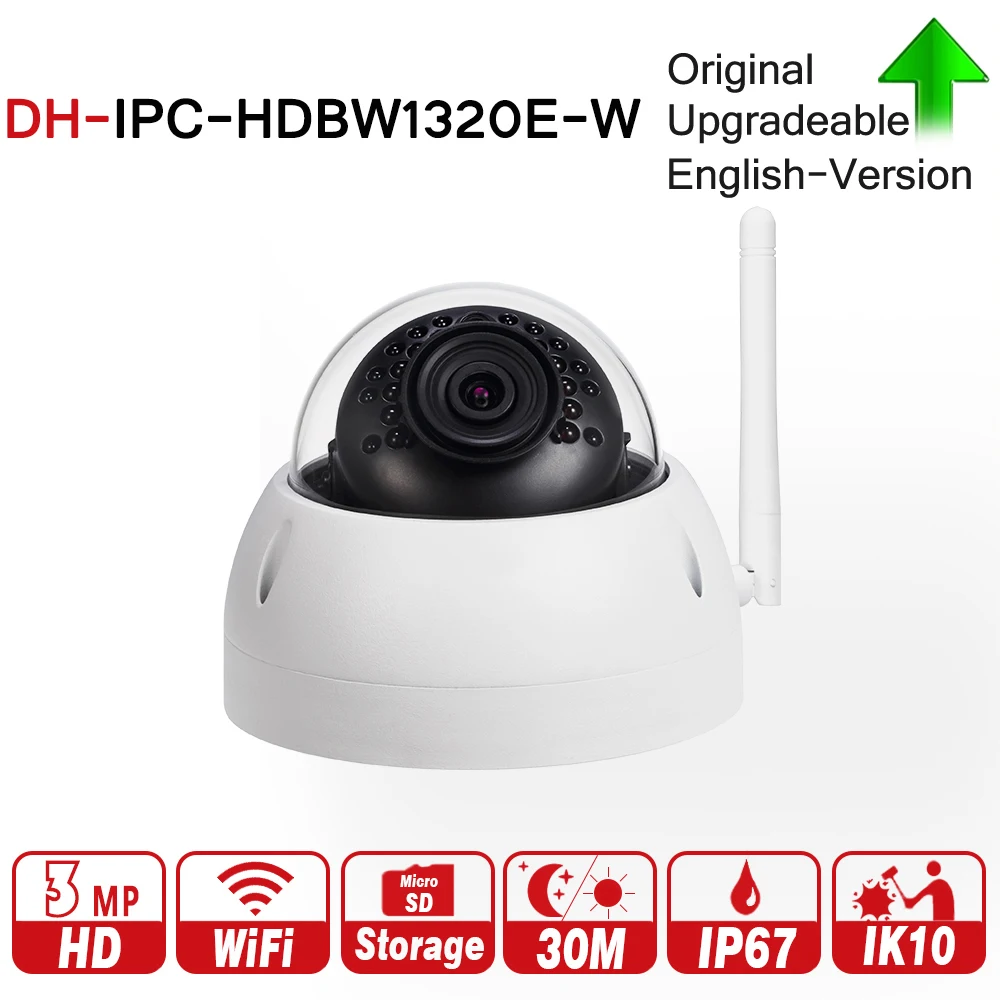 

DH IPC-HDBW1320E-W with logo original 3MP IR Mini Dome WiFi Network IP Camera Wireless Security Camera 3MP IR 30m Camera