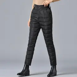 YNZZU новые зимние теплые пуховые брюки для женщин с высокой талией повседневные утолщенные ветрозащитные брюки-карандаш Большие размеры
