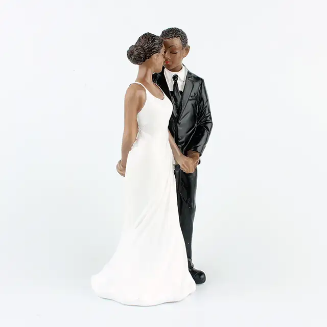 Resin Black Couple Wedding Cake Topper Gateau Mariage Figurines