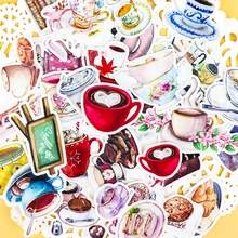 Pegatina de bebida Gourmet 38 uds, creativa, bonita, hecha a sí mismo, pegatinas de papel de dibujos animados para álbum de recortes de café/artículos de papelería impermeables diy