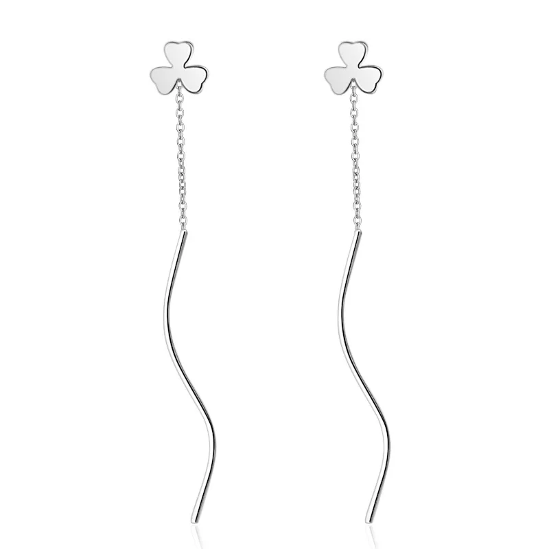 

XIYANIKE 925 Sterling Silver Clover Fashion Simple Waves Earrings For Women Sterling-silver-jewelry Oorbellen Brincos VES6458