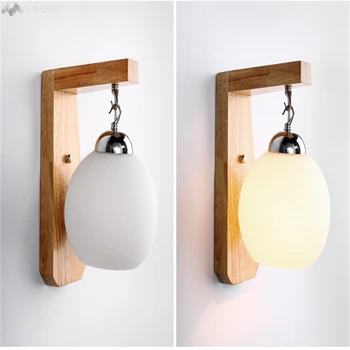 

New Modern Simple Wooden Wall Lamp for Restaurant Bar Bedroom Bedside Stairs Aisle Glass Night Lighting Sconces Home Decor