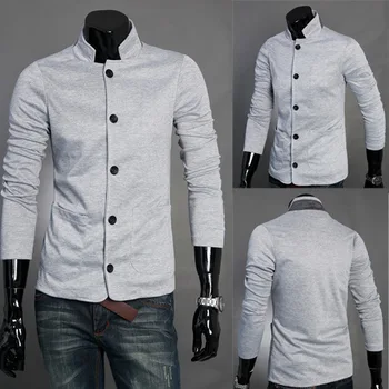 

Chinese style 80s Blazer long sleeves Blazers Slim Fit Mens Jackets Male Stand Collar button fashion dropshipping top coat