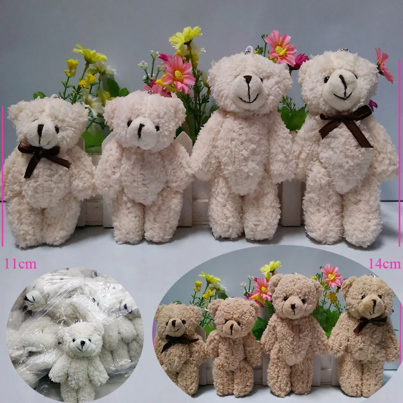 

10PCS/LOT Kawaii Small Joint Teddy Bears Stuffed Plush With Chain 11CM Toy Teddy-Bear Mini Bear Ted Bears Plush Toys Gifts 02308