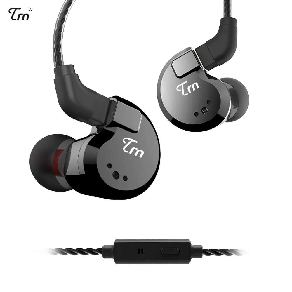 AK TRN V80 2BA+ 2DD Гибридный Металлический наушник в ухо IEM HIFI DJ монитор для бега спортивные наушники ушные наушники гарнитура наушники Im2/IM1 X6 - Цвет: black with mic