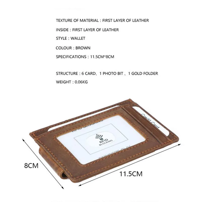 Rfid Блокировка пояса из натуральной кожи мужской карт-холдер, кошелек зажим для денег магнит Ультратонкий карманный Кредитная карта мини