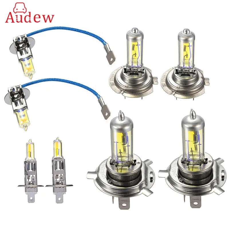 2x H1 H3 H4 H7 55 W желтый светодиодный автомобильный светильник галогеновая лампа лампы стайлинга автомобилей Ксеноновые лампы для фар Противотуманные фары ближнего света
