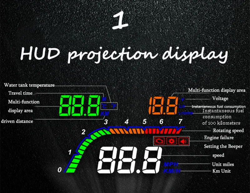 Мульти-Цвет сигнализации автомобиля Универсальный T100 вождения компьютерная цифровая 4 дюйма Скорость светодиодный головой вверх Дисплей HUD HD OBD 2