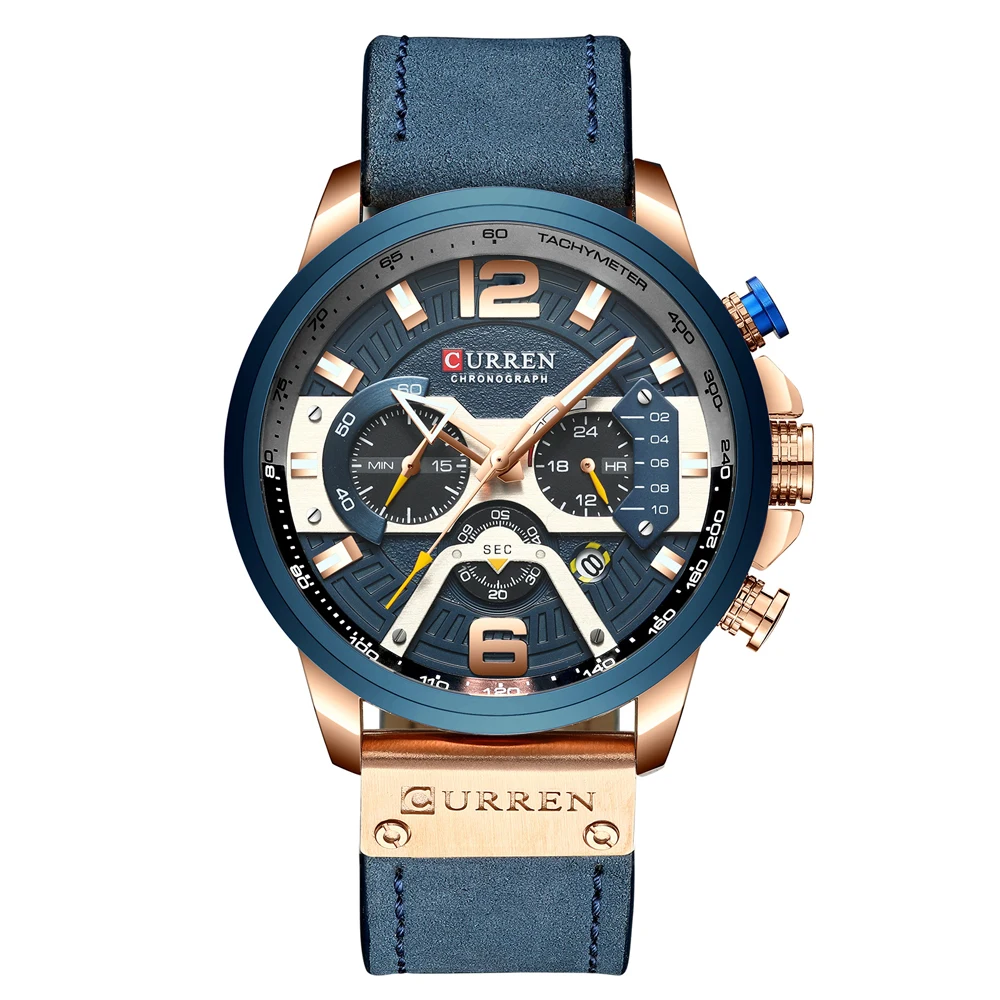 high qualtiy Curren Mens Watches Top Brand Luxury Chronograph Men Watch Leather Luxury Waterproof Sport Watch Men Male Clock Man Wristwatch drop shipping (9)