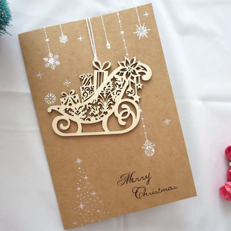 8 pcs merry christmas 3d laser cut up paper high end business laser cut christmas cards