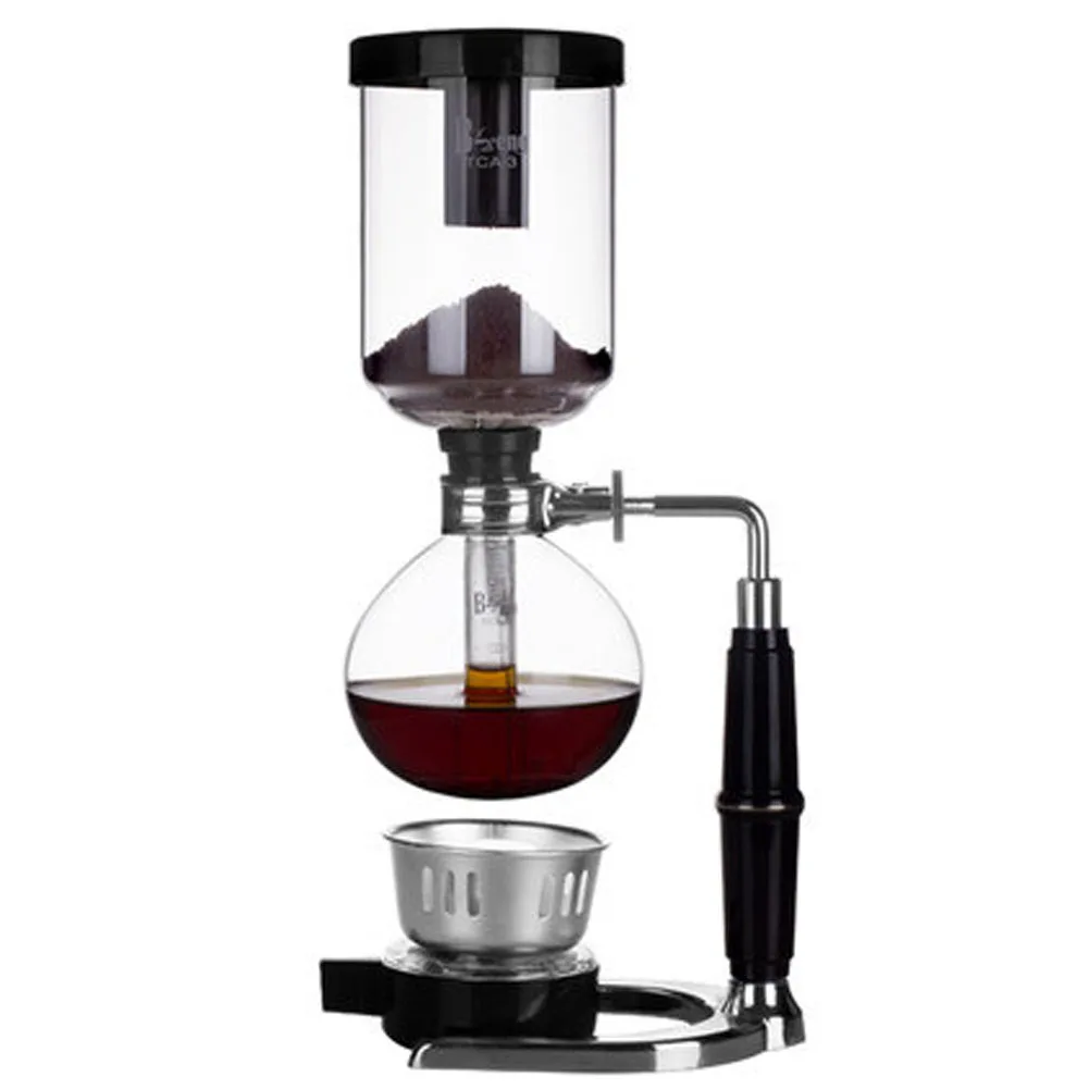 Convenient Coffee Accessories Syphon coffee maker set, include 2pcs Glass siphon pot, 1pcs alcohol burner, 1pcs stand JY - Цвет: 5 cup