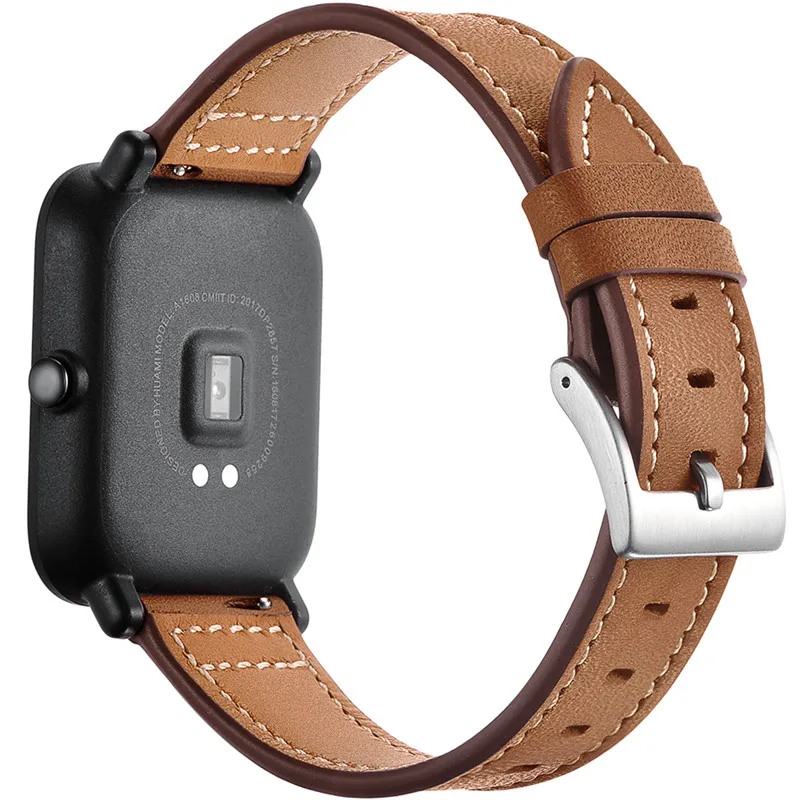 Для Xiaomi Huami AMAZFIT BiT ремешок Bip браслет кожаный ремешок Смарт часы ремешок заменить gear s4 Спорт/galaxy часы 42 мм ремень - Цвет: Коричневый