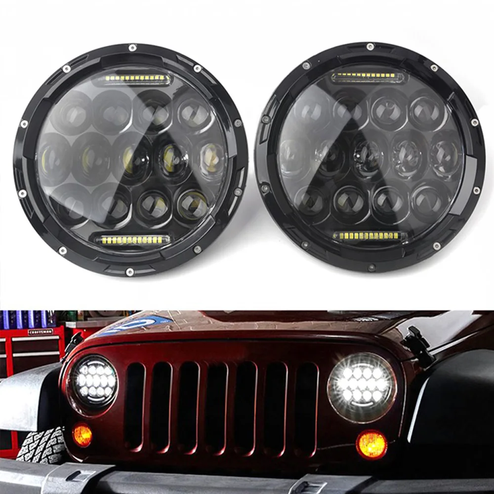 

2PCS 75w Led Headlight 7inch Round High DC 12v 24v External Lights lamps headlamp for Jeep Wrangler Jk Tj Lada Niva 1997-2015