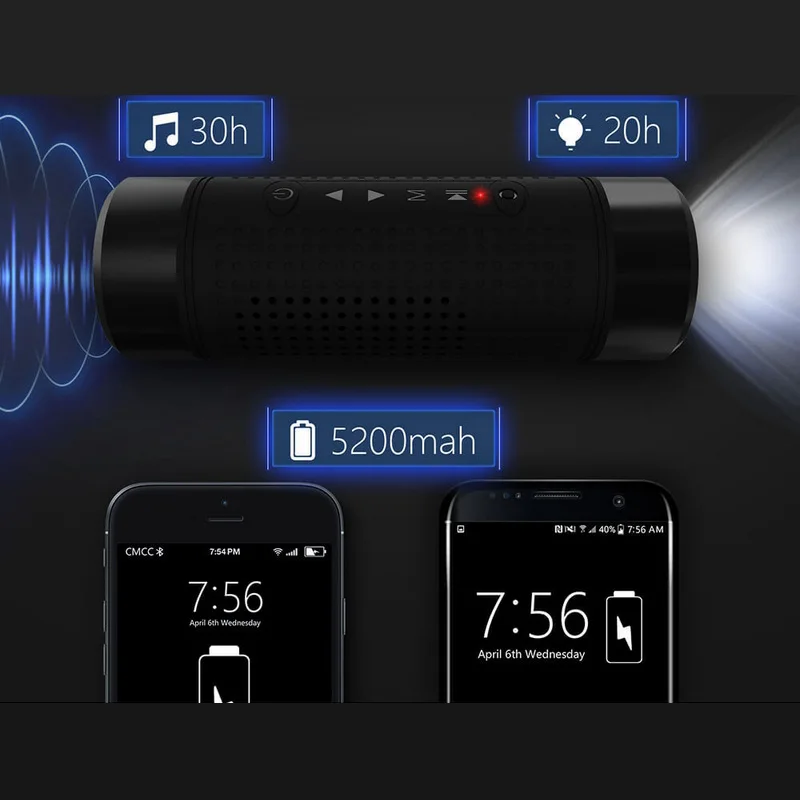 Беспроводная bluetooth колонка с фонариком портативное зарядное устройство 18650 для