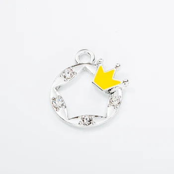

30pcs high Quality Crown crystal Enamel Alloy jewelry Headdress pendants for bracelet necklace DIY jewelry making js1216