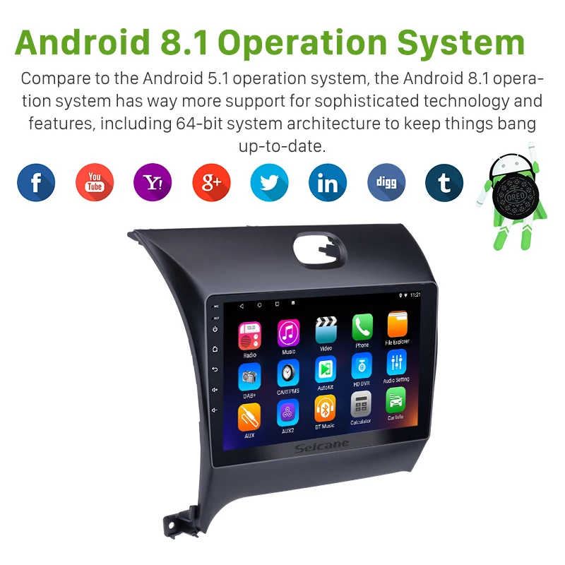 Seicane 9 дюймов Android 9,0 Автомобильный gps навигатор стерео Мультимедийный Плеер Для 2013 KIA CERATO K3 FORTE Bluetooth