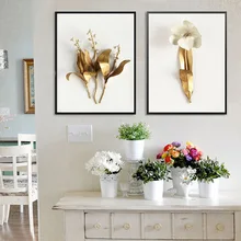 Gold Flower Painting For Room Canvas Painting Wall Nordic Wall Pictures For Living Room Posters And Prints Canvas Art Unframed
