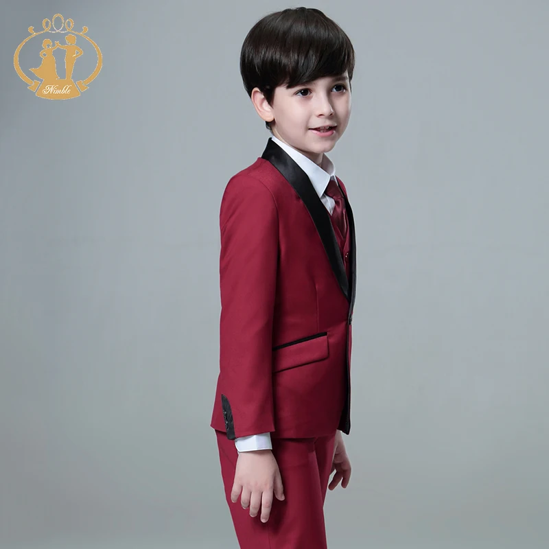 Nimble Spring Autumn Formal Suit for Boy Children Party Host Wedding Costume Red Blazer Vest Pants Wholesale Clothing 3Pcs Sets Nimble Spring Autumn Formal Suit for Boy Children Party Host Wedding Costume Red Blazer Vest Pants Wholesale Clothing 3Pcs Sets