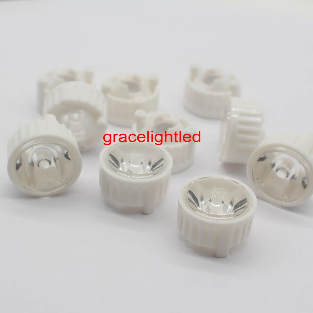 10pcs 30°led Lens for 1W 3W 5W Hight Power LED with 20mm White holder