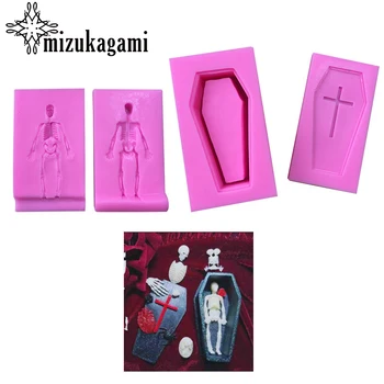 

1pcs UV Resin Jewelry Silicone Mold 3D Stereoscopic Coffin Cross Skeleton For DIY Intersperse Decorate Making Pendant Jewelry