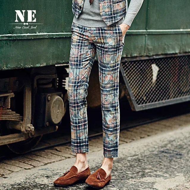 plaid print pants mens