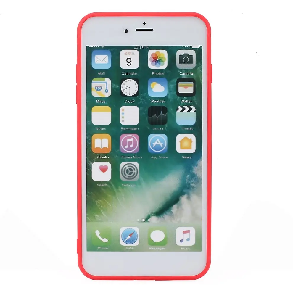 

2pcs Red Anti-fall Silicone Matte Back Cover Shockproof Protective Phone Case Shell For iPhone 7 Plus