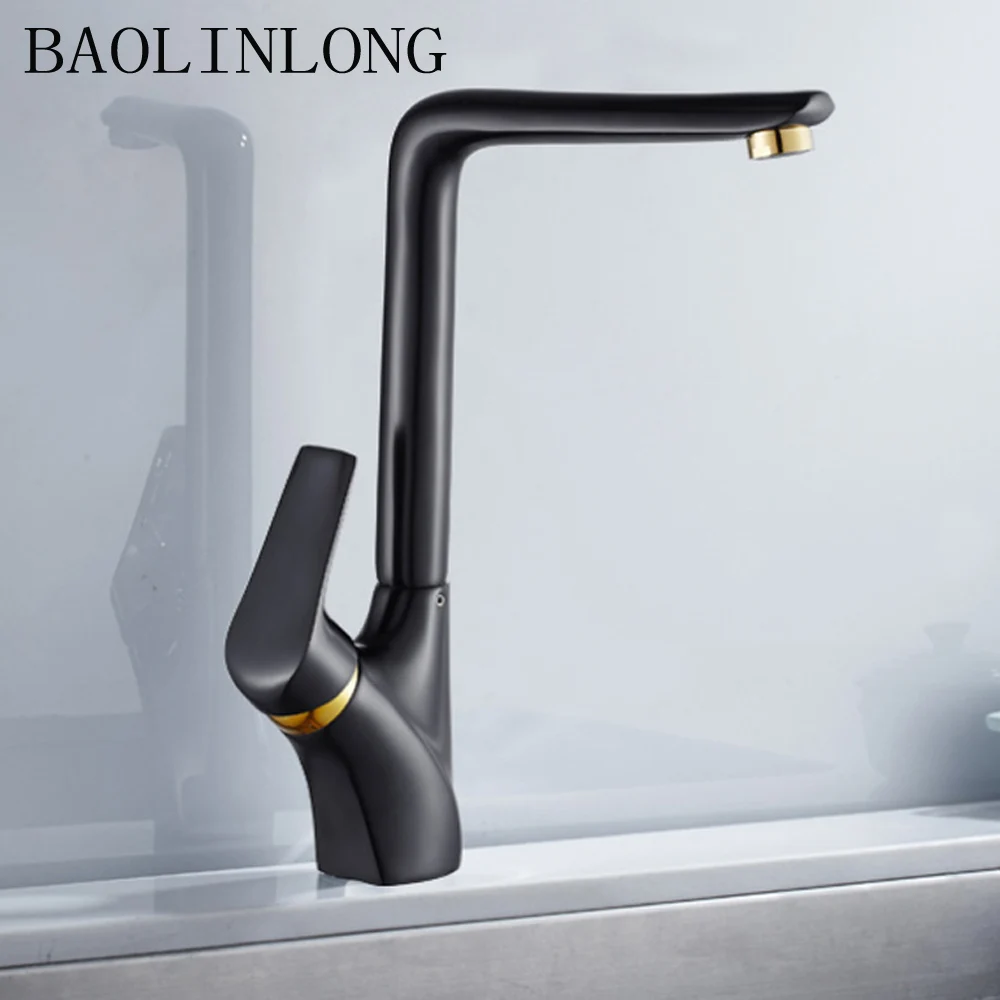 Paint Black Brass Kitchen Faucet accessories Cozinha Swivel Spout Kitchen Sink Crane Water Faucet Tap