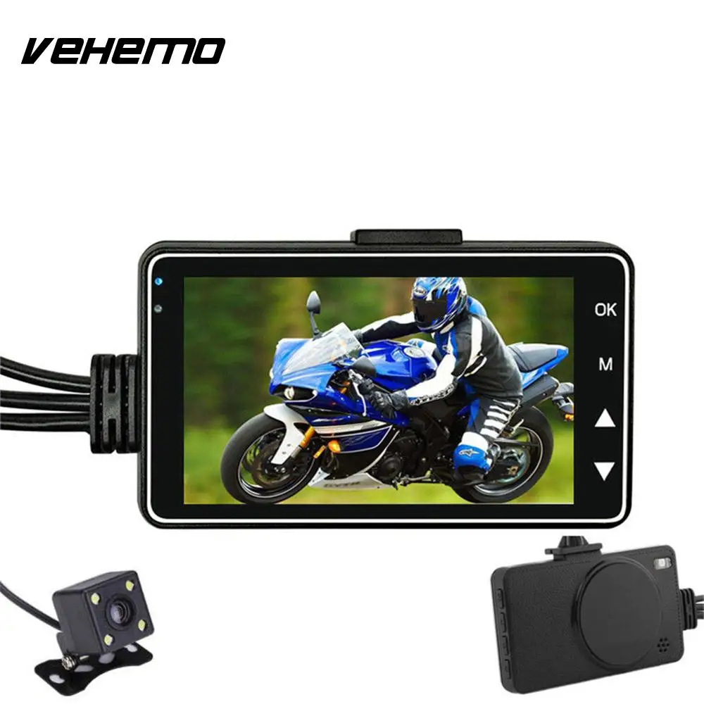 

VEHEMO Dual Camera 3 Inch LCD Screen Full Clarity Durable Video Recorder Motorcycle Automobile Driving Recorder Night Vision