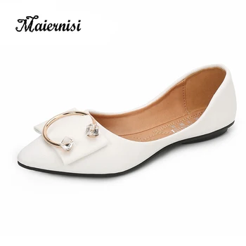 

MAIERNISI Women Flat Shoes Slip On Flats Shoes For Female Design Ladies Loafers Casual Women's Shoes Summer Leather Shoes Womens